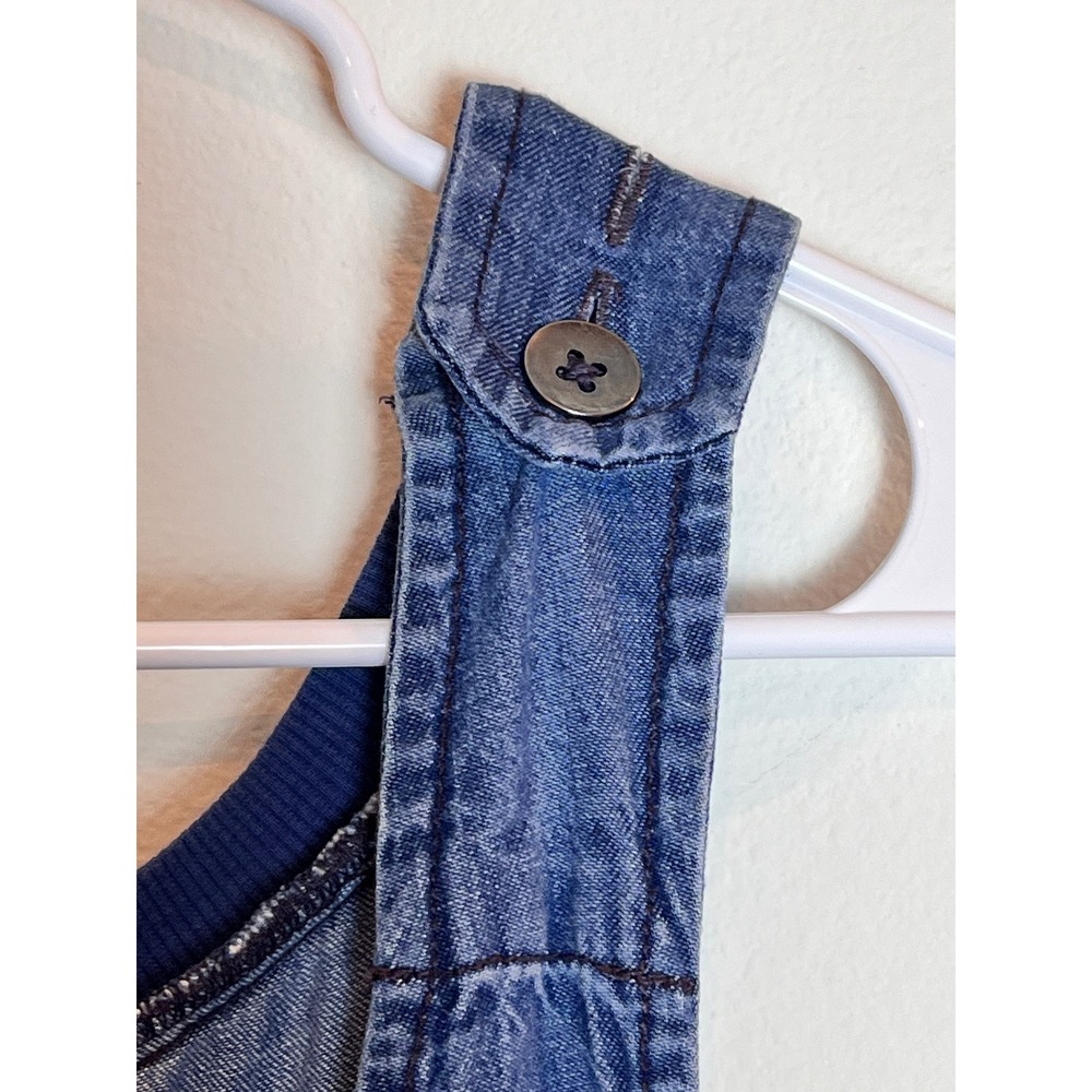 Free People Denim Midi Dress Medium Blue Scoop Neck Sleeveless Pocketed Boho M - Picture 4 of 7